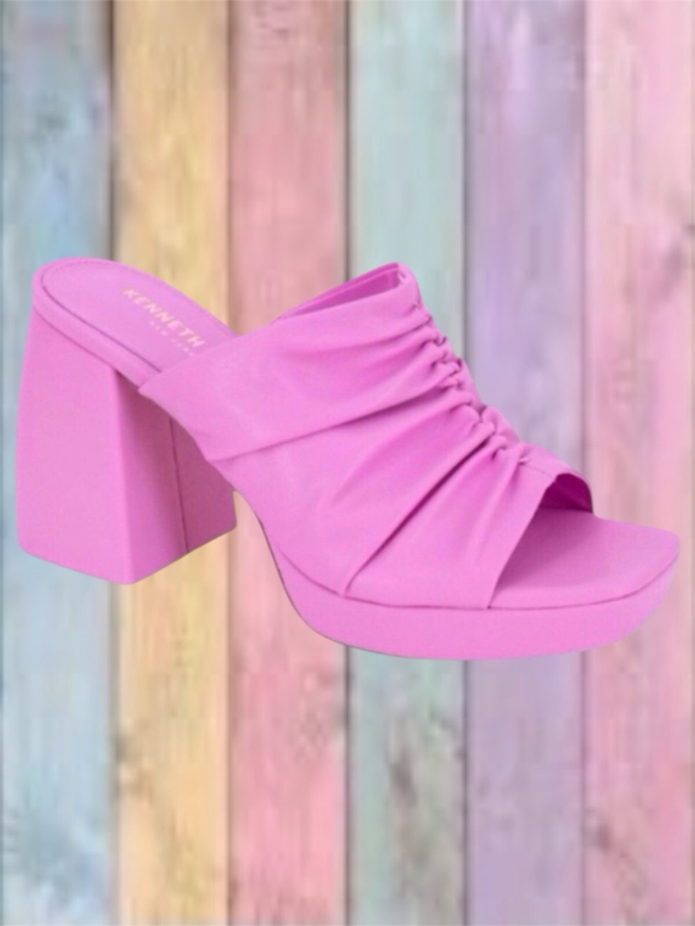 Kenneth Cole New York Pink Anika Platform Slide Mule Heels NWT